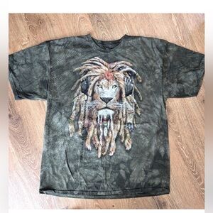 The Mountain Rasta Lion Shirt The Mountain Size XXL Olive Green New